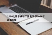 2016比特币减半行情 比特币2016年最低价格